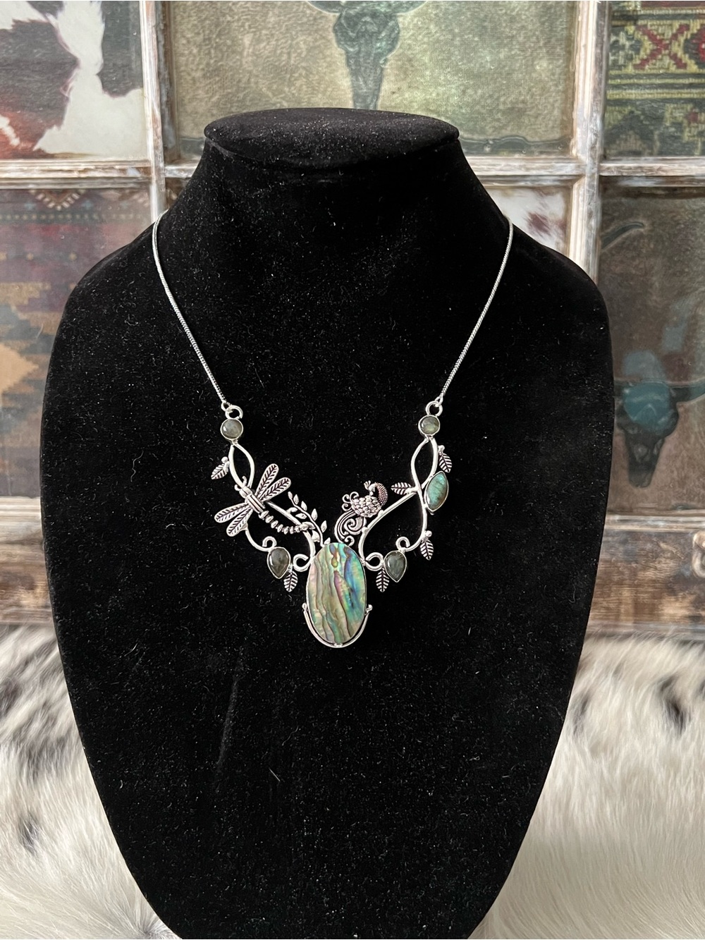 Sterling silver abalone necklace